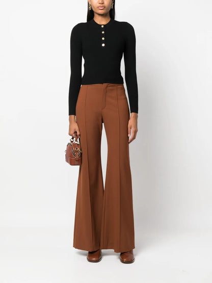 Button-Fastening Long-Sleeve Top