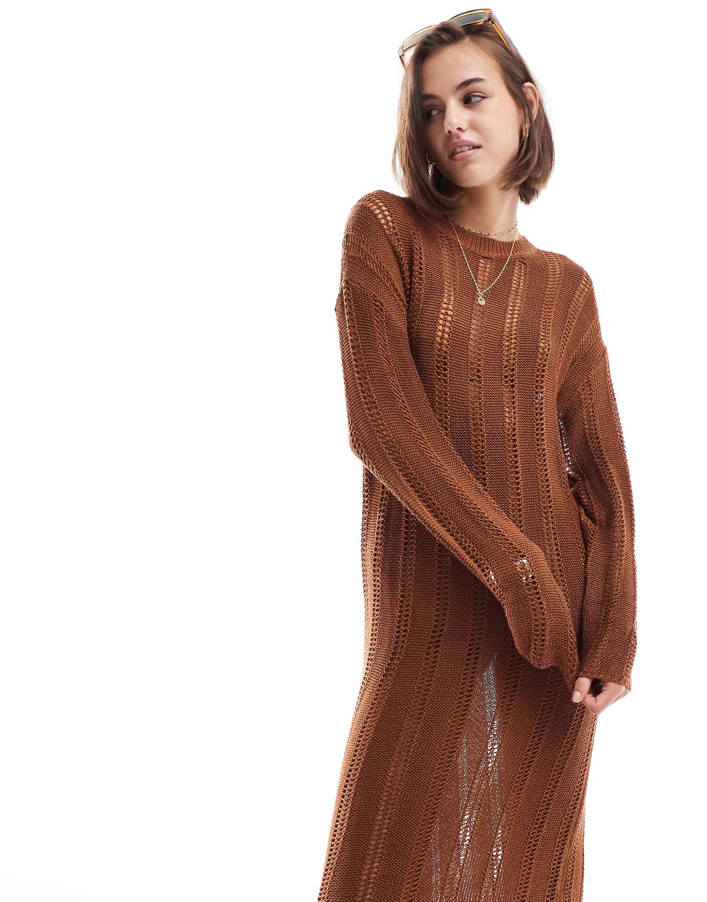 Open Stitch Knitted Midi Dress