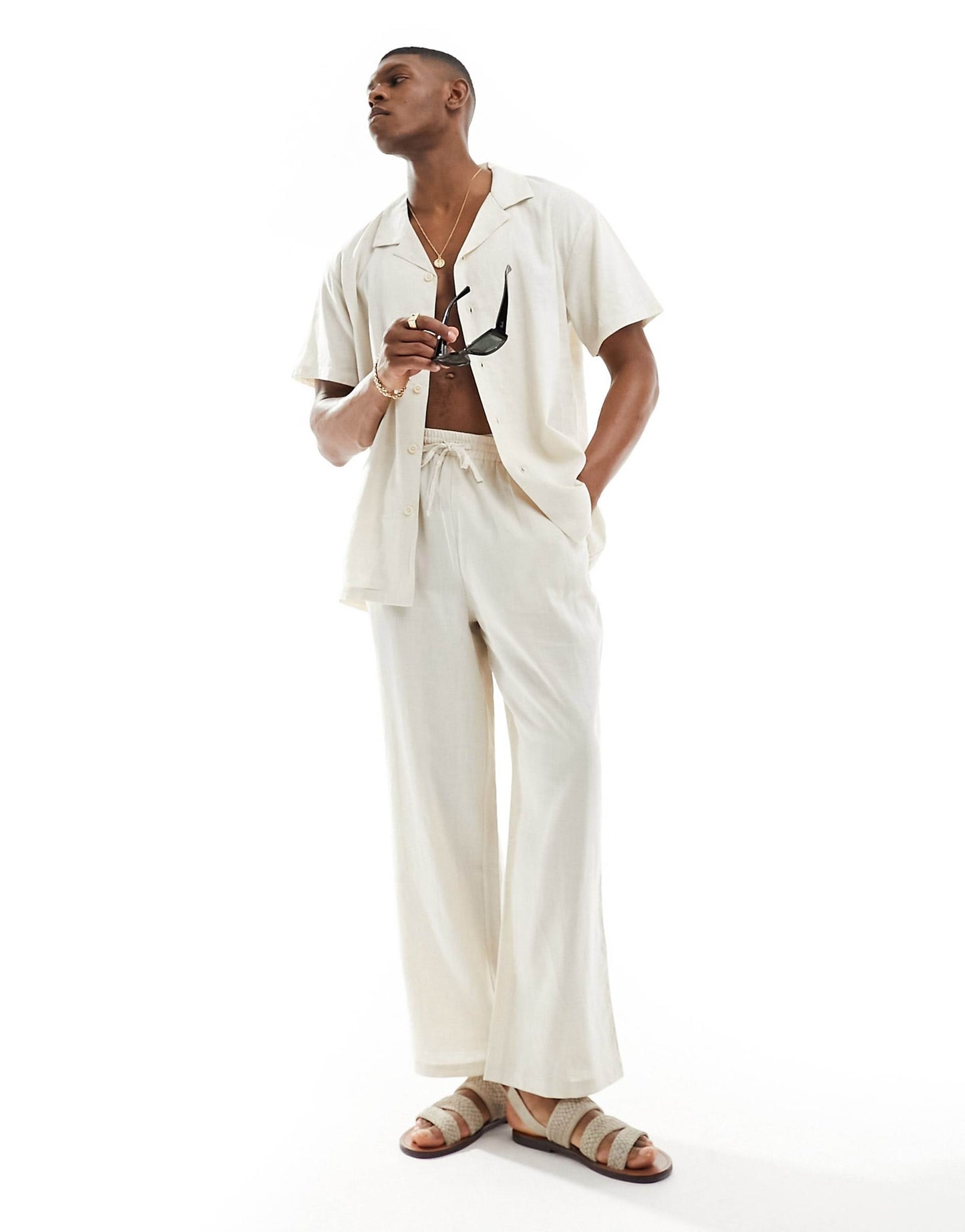 Short Sleeve Linen Blend Beach Shirt