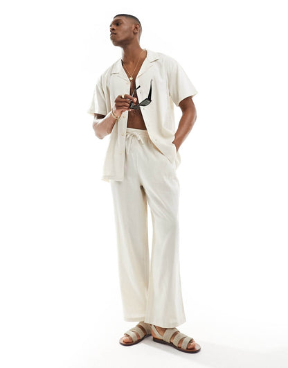 Short Sleeve Linen Blend Beach Shirt