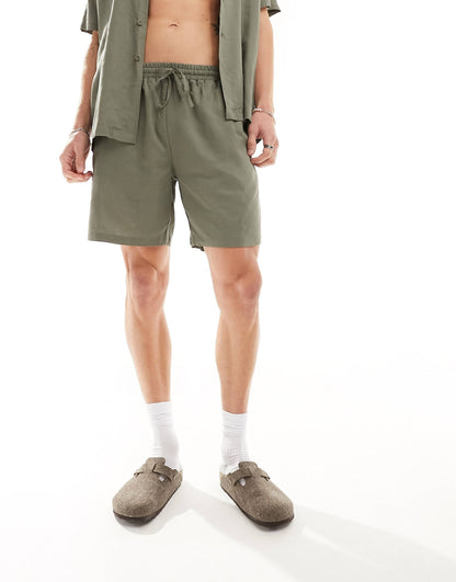 Linen Blend Beach Shorts