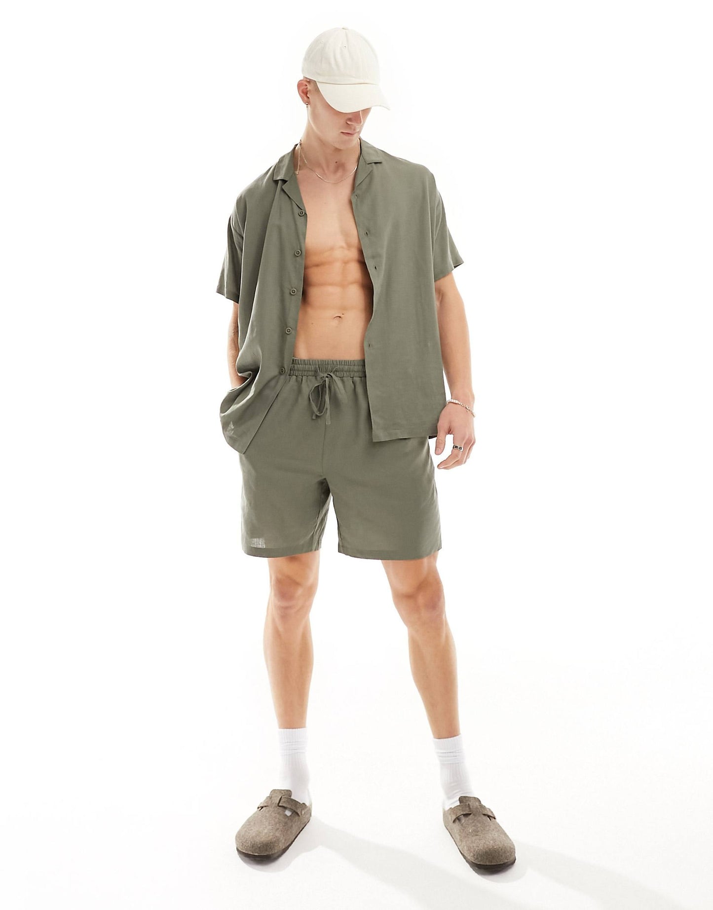 Linen Blend Beach Shorts