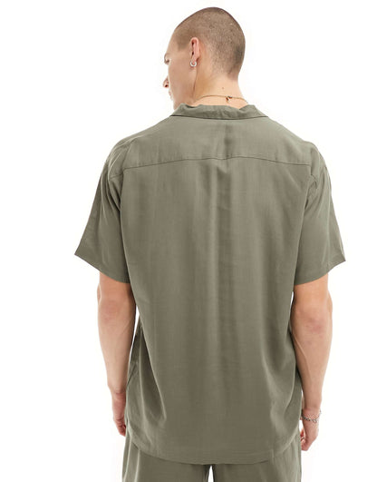 Short Sleeve Linen Blend Beach Shirt