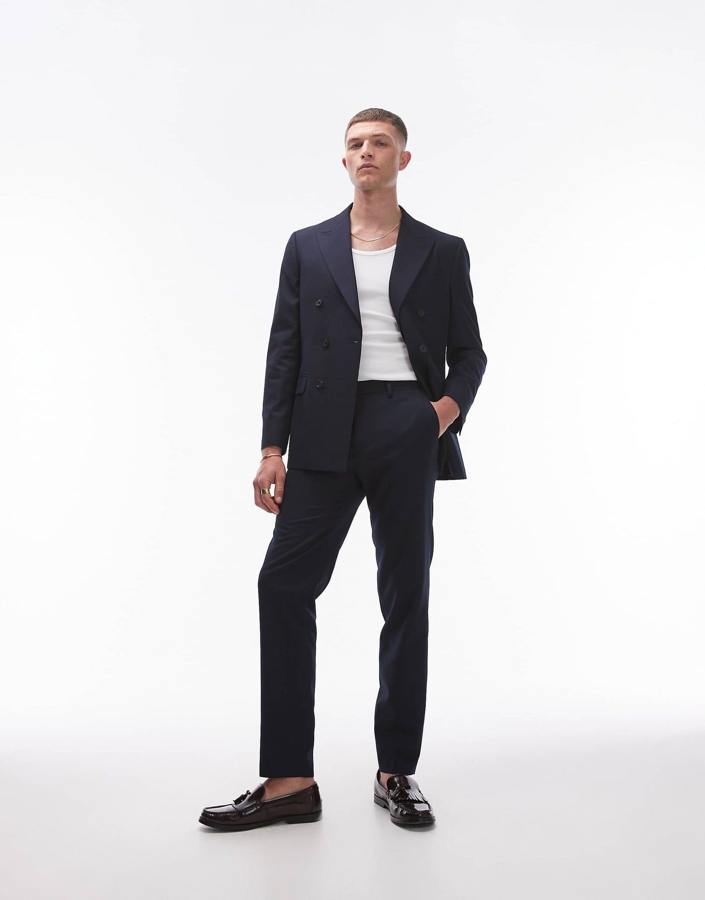 Linen Blend Mix Slim Suit Trouser