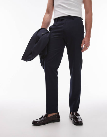 Linen Blend Mix Slim Suit Trouser