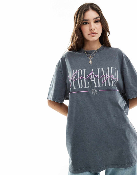 Oversized Washed T Shirt With Logo