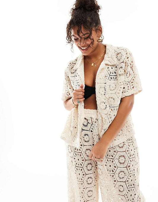 Curve Crochet Beach Shirt Co-Ord