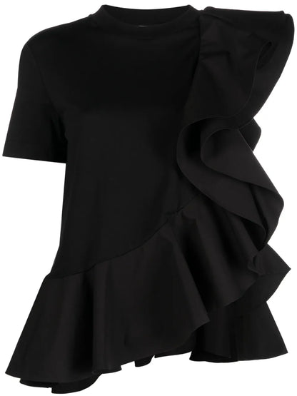 Asymmetric Ruffled T-Shirt
