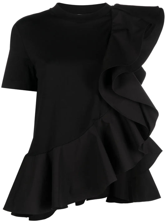 Asymmetric Ruffled T-Shirt