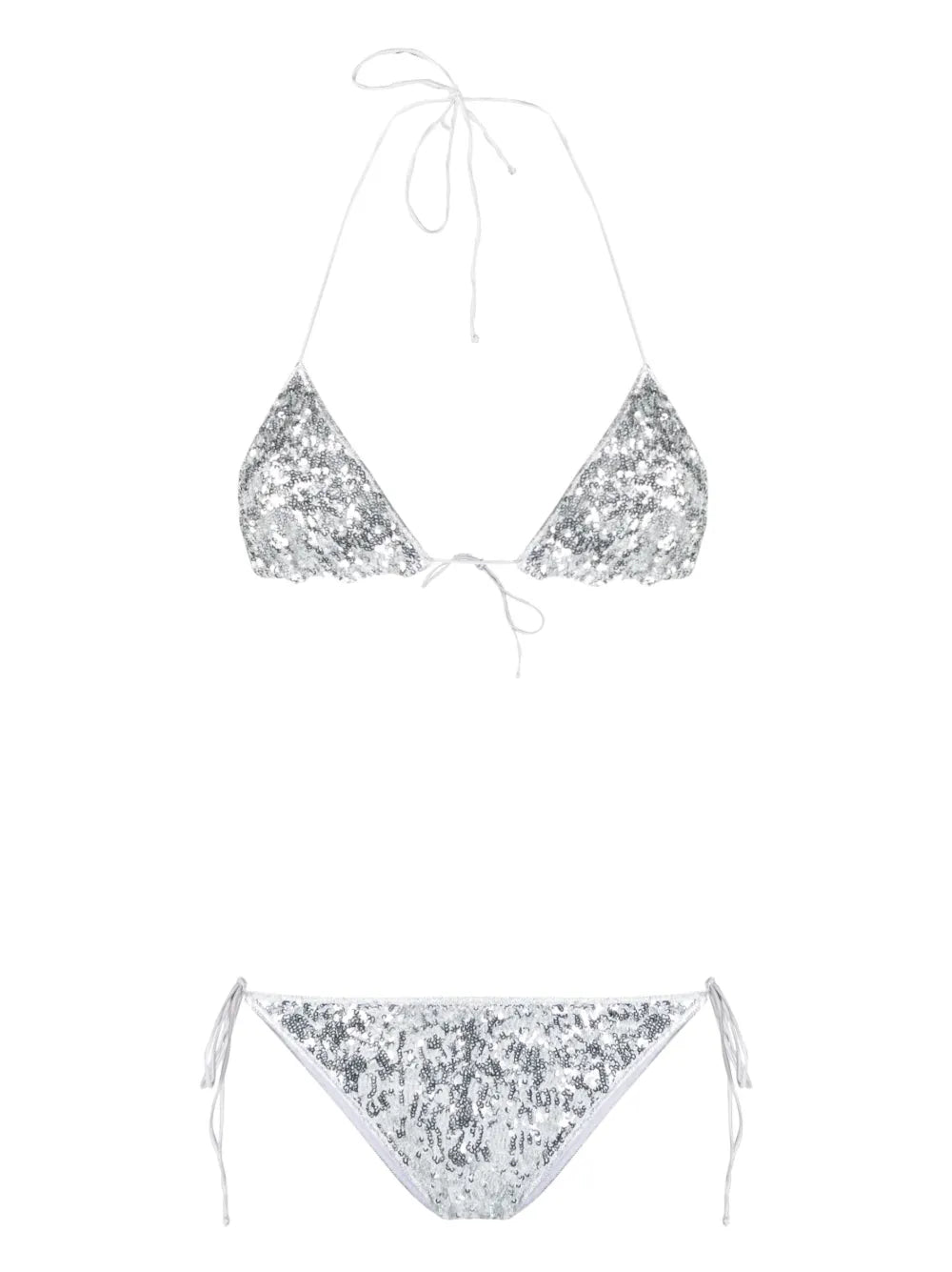 Sequin-Embellished Triangle Bikini Set