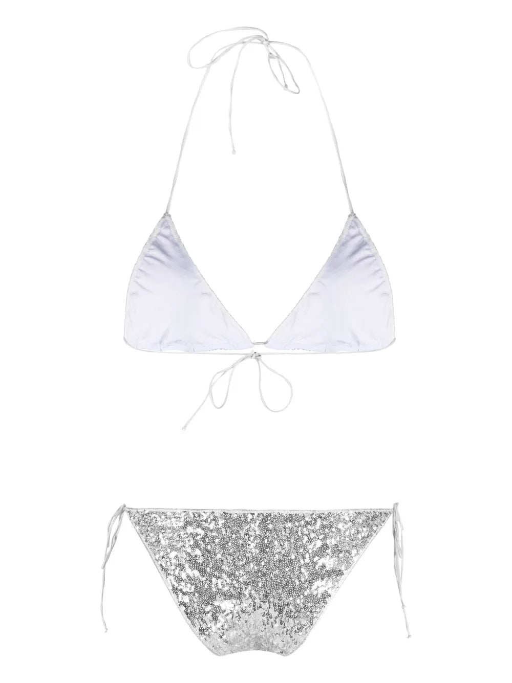 Sequin-Embellished Triangle Bikini Set
