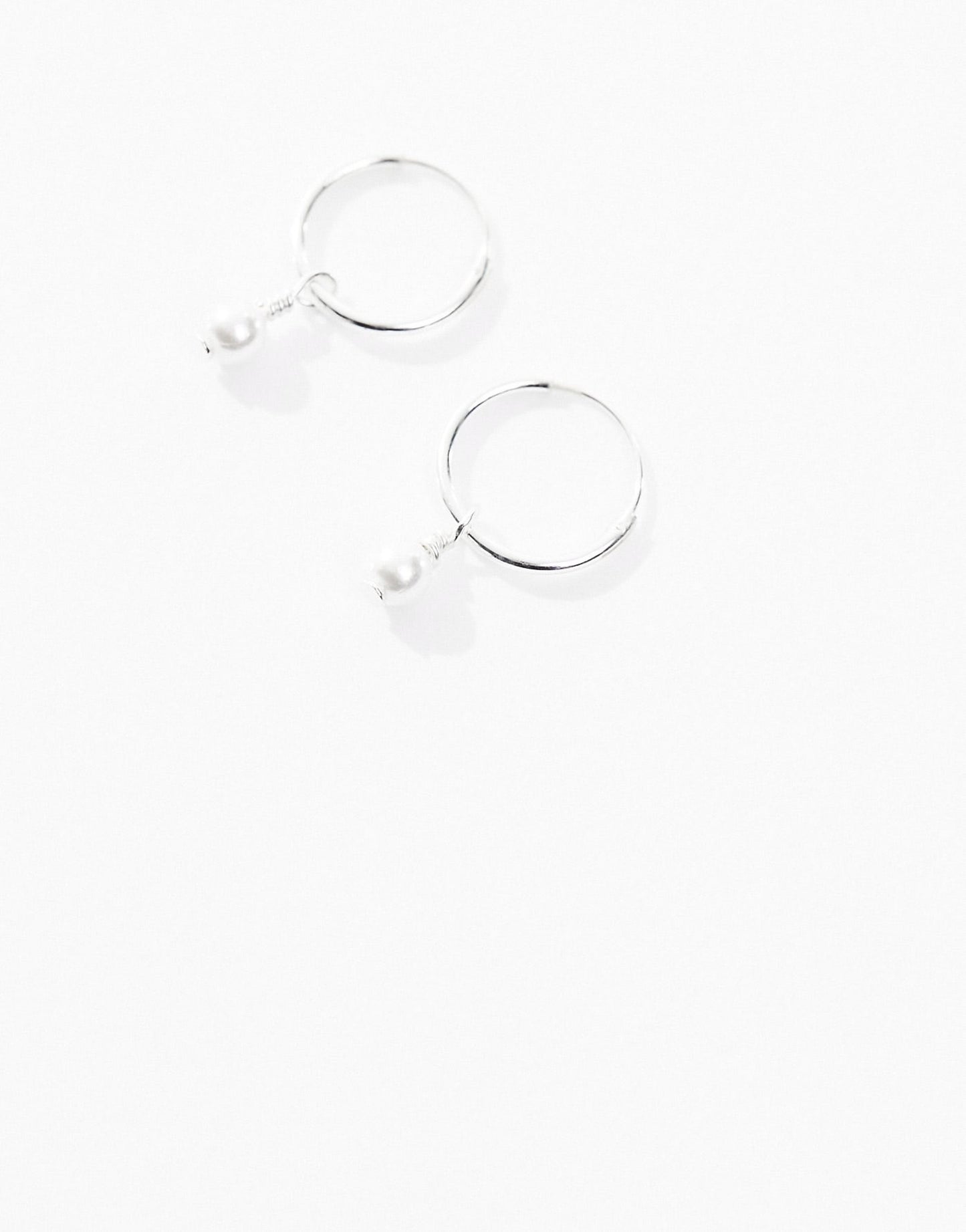 Sterling Silver Hoop Earrings With Pearl Charm