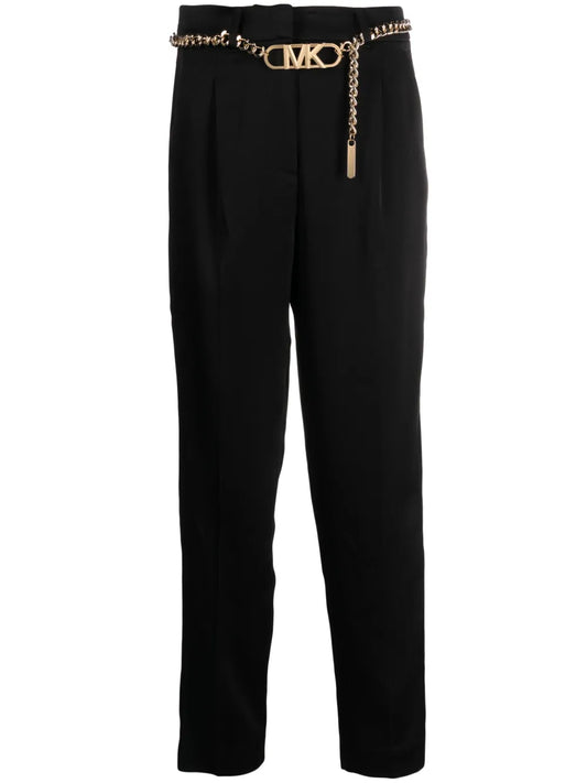 Logo-Plaque High-Waist Tapered Trousers