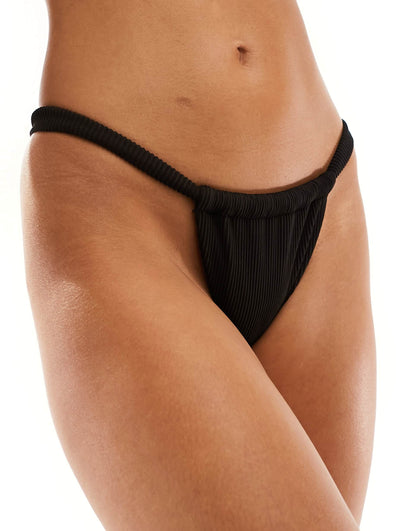 Textured High Leg Bikini Bottom