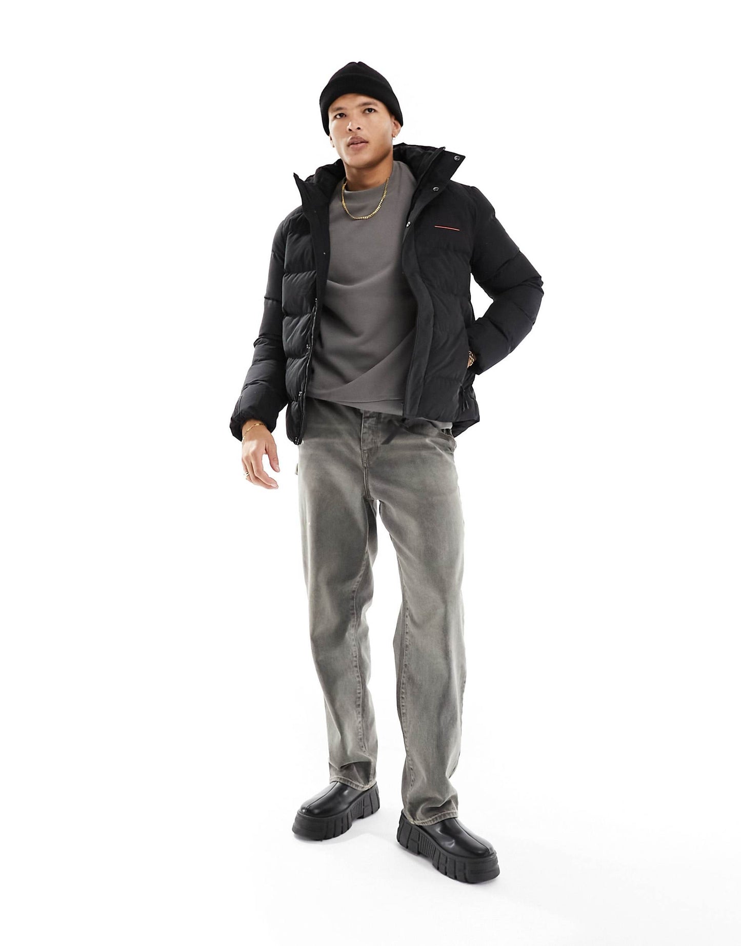 Hooded Microfibre Sport Puffer Jacket