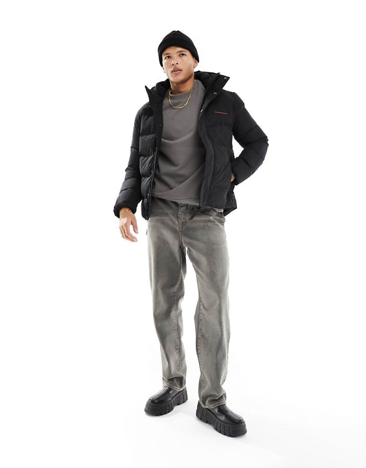 Hooded Microfibre Sport Puffer Jacket