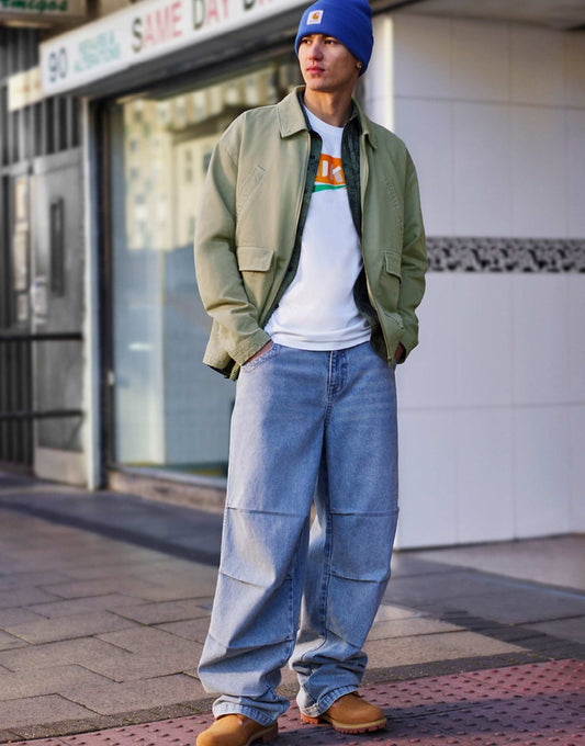 Oversized Washed Harrington Jacket