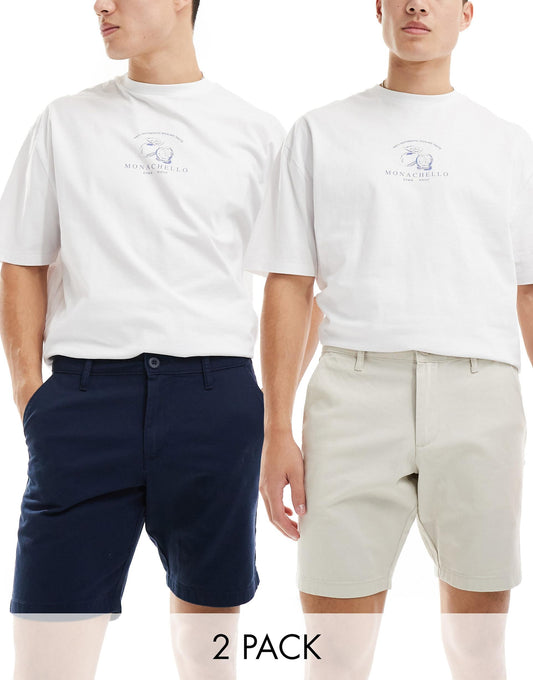 2 Pack Slim Stretch Chino Shorts