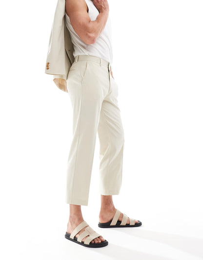 Straight Crop Suit Trousers