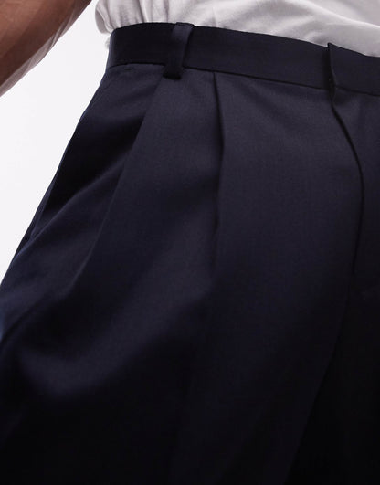 Wide Leg Wool Mix Suit Trousers