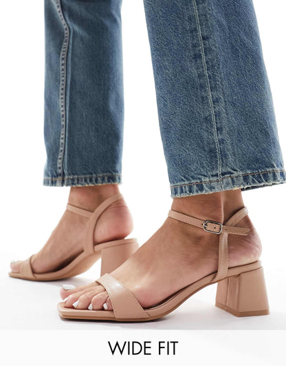 Wide Fit Low Block Heeled Sandals