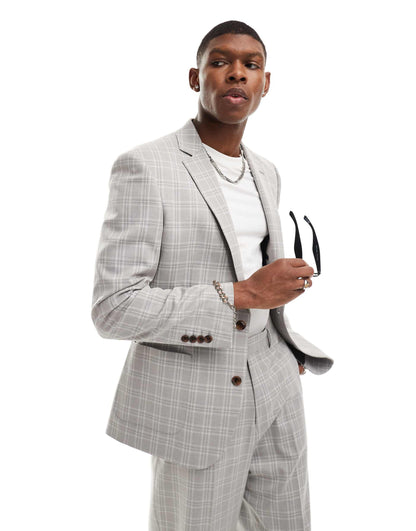 Relaxed Tonal Check Suit Jacket