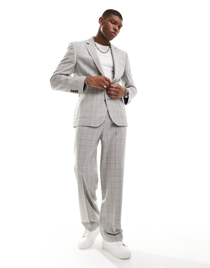 Relaxed Tonal Check Suit Jacket