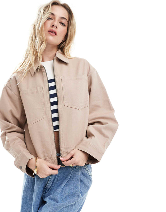 Cropped Twill Jacket