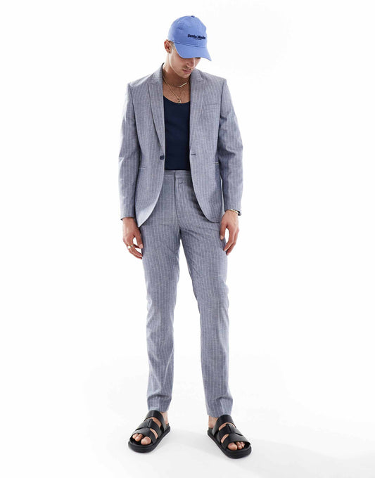 Slim Linen Mix Suit Trouser