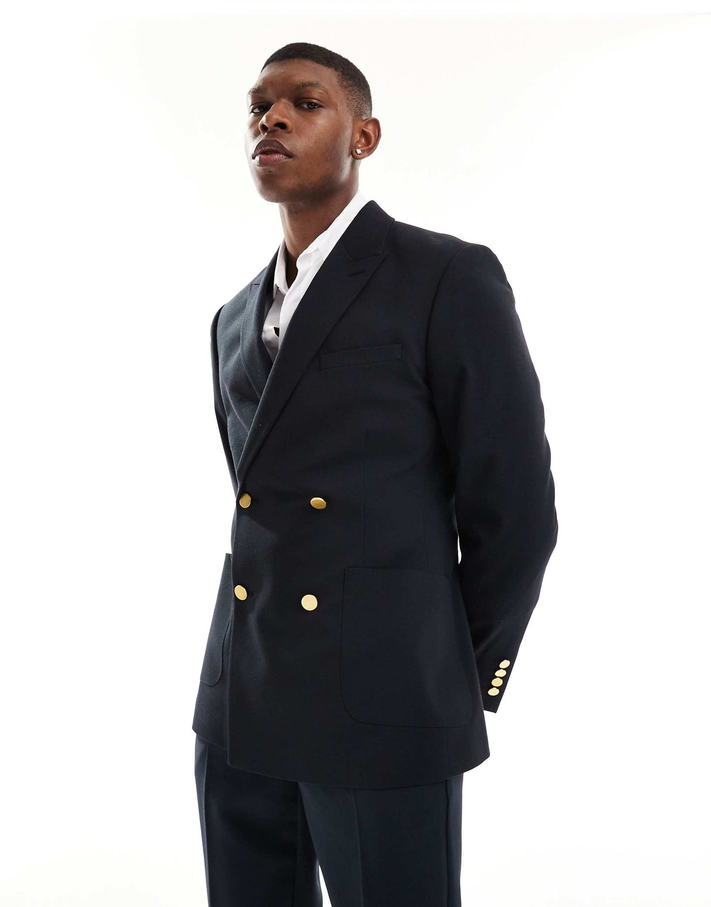 Wedding Skinny Blazer With Gold Buttons