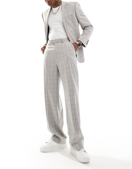 Wide Tonal Check Suit Trouser