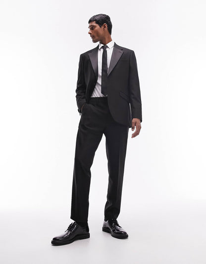 Slim Tux Suit Trousers With Tonal Sateen Side Stripe