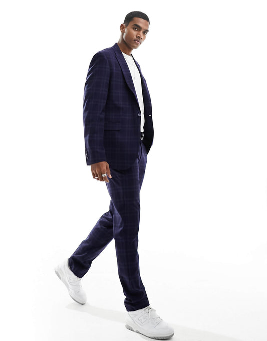 Slim Shadow Check Suit Trouser