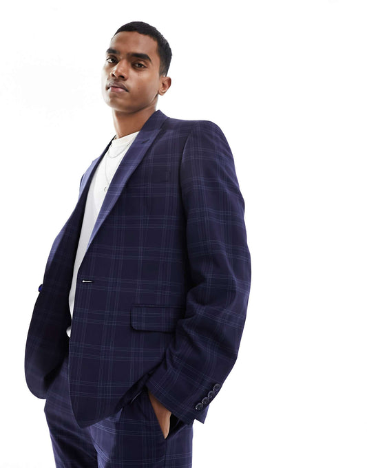 Slim Shadow Check Suit Jacket