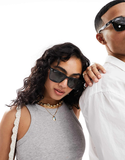Polarised Square Sunglasses With Green Lens