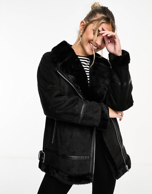 Faux Fur Trim Oversized  Aviator