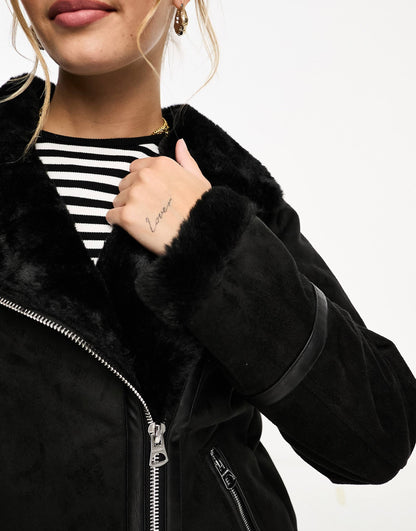 Faux Fur Trim Oversized  Aviator