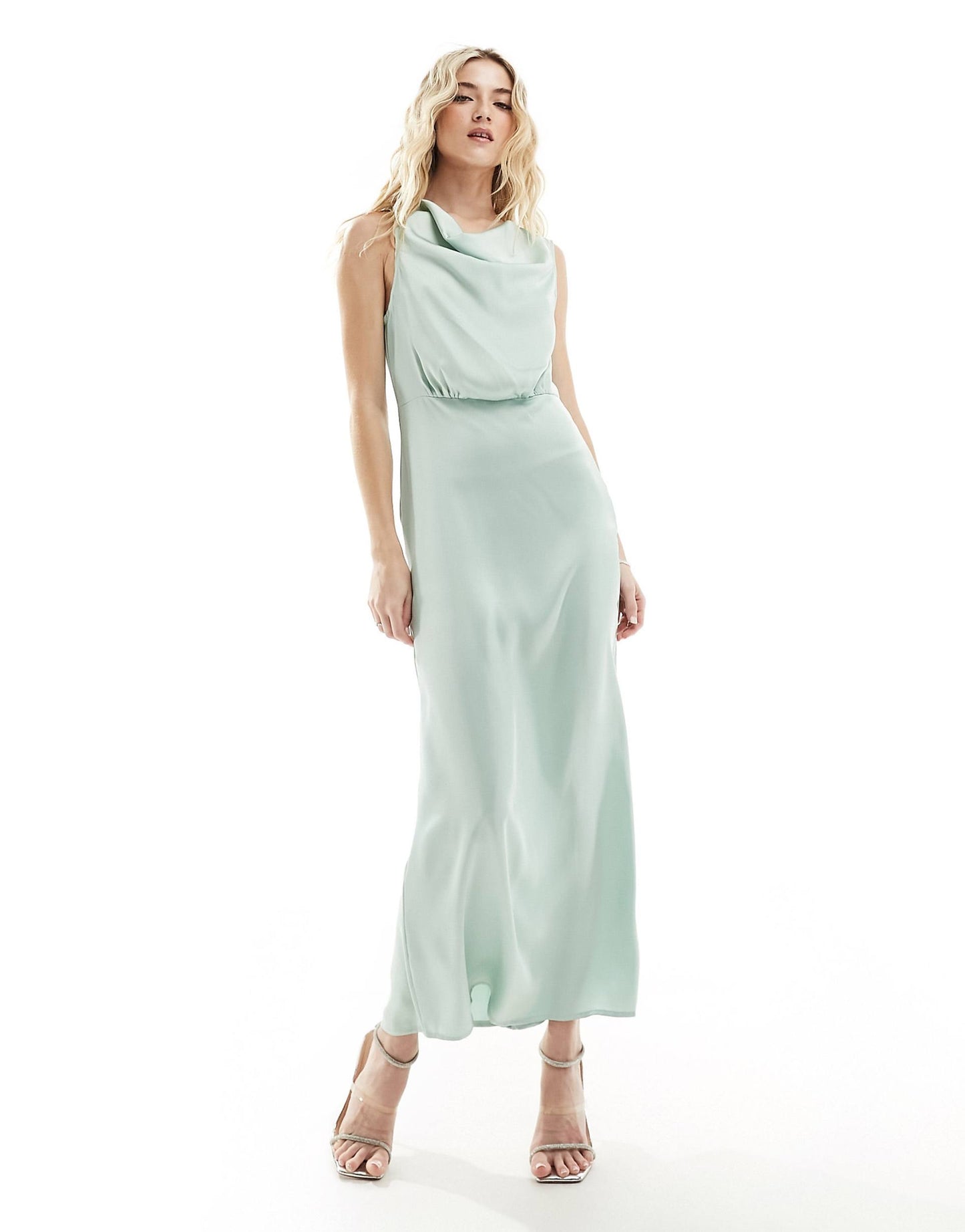 Bridesmaid Cowl Neck Maxi Dress