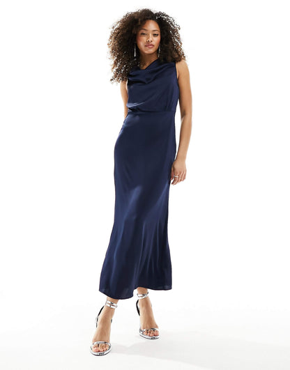 Bridesmaid Cowl Neck Maxi Dress