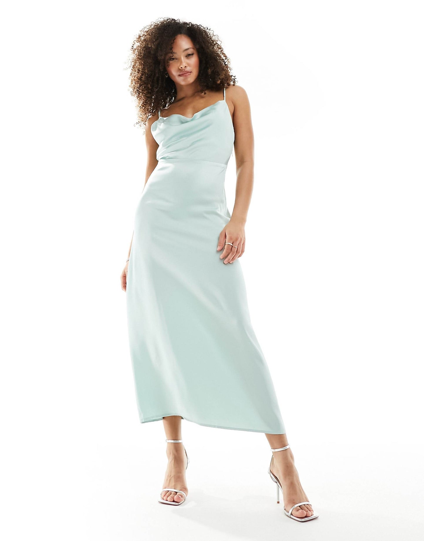 Satin Cowl Neck Maxi Dress