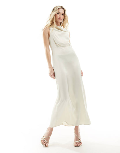 Bridal Cowl Neck Maxi Dress