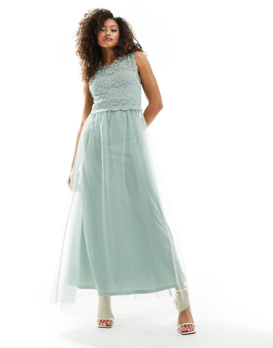 Bridesmaid Lace And Tulle Maxi Dress