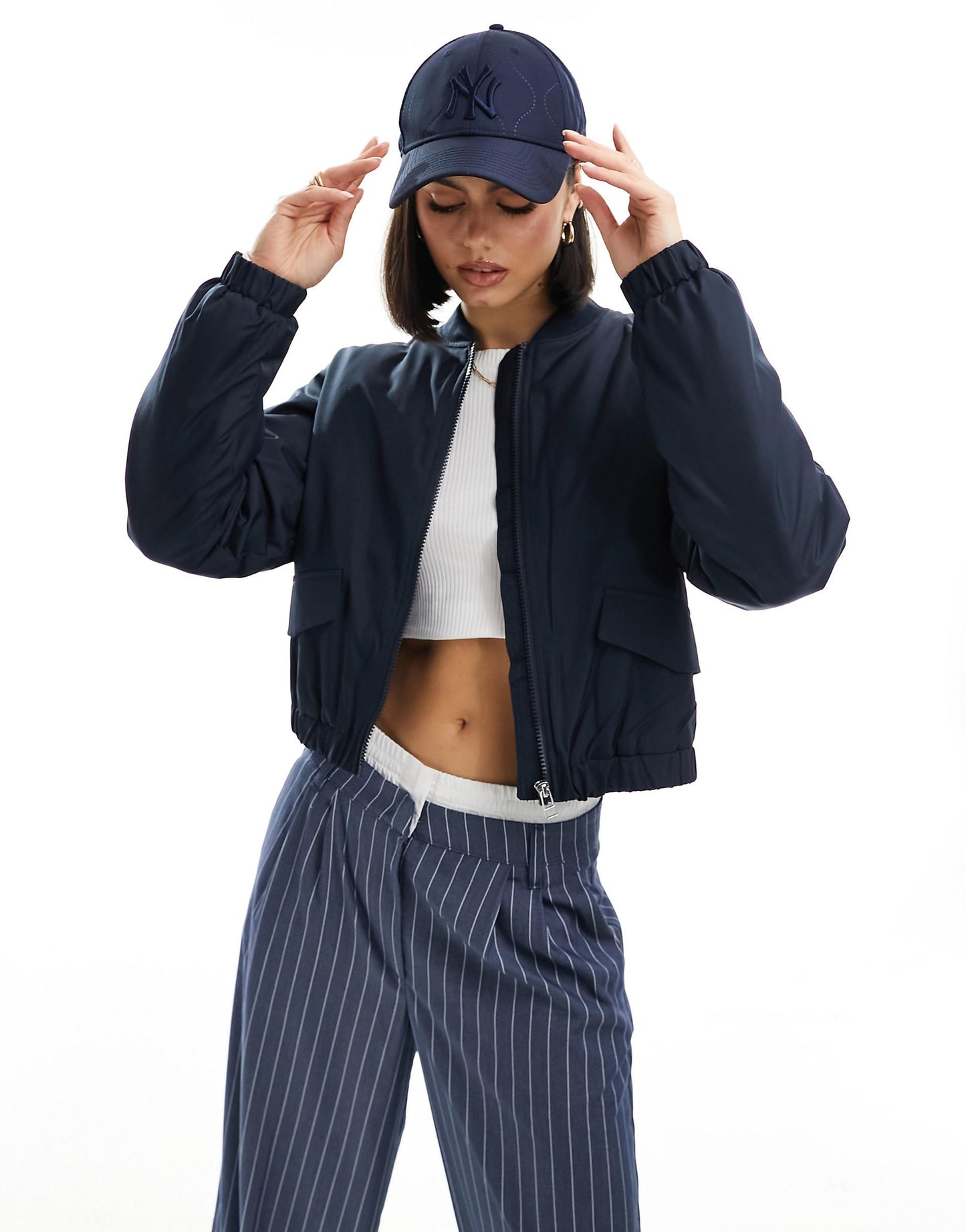 Cropped Padded Bomber Jacket
