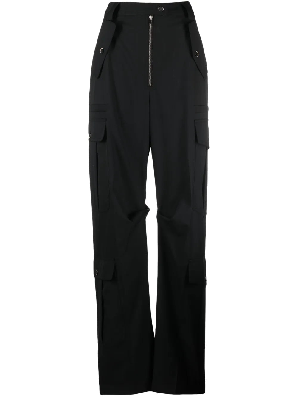 Wide-Leg Crepe Cargo Trousers