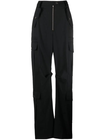 Wide-Leg Crepe Cargo Trousers
