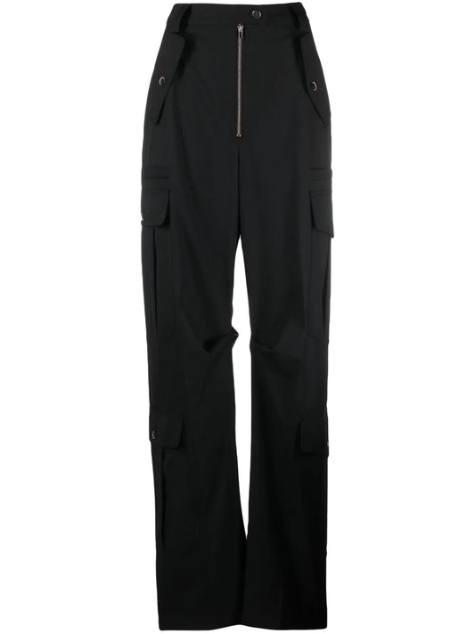 Wide-Leg Crepe Cargo Trousers