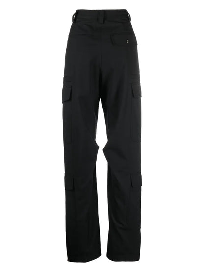 Wide-Leg Crepe Cargo Trousers