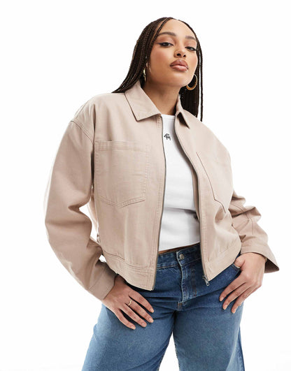 Curve Cropped Twill Jacket