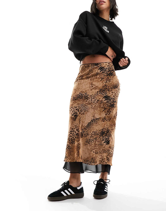 Chiffon Double Layer Bias Maxi Skirt