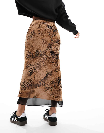 Chiffon Double Layer Bias Maxi Skirt